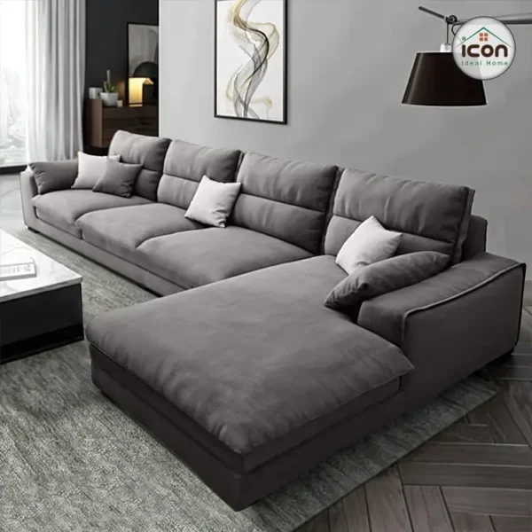 ركنة مودرن | خشب طبيعي | قماش كتان | رمادي | 280×180سم | إسفنج كثافة 33