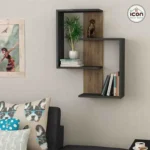 رف حائط مودرن خشب MDF - ديكور حائط رمادي في خشبي - مقاس 90×75 سم
