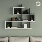 رف حائط مودرن كبير خشب MDF - أبيض في رمادي - مقاس 120×100 سم للديكور