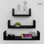 طقم أرفف حائط مودرن (3 قطع) - أسود ملكي - خشب MDF