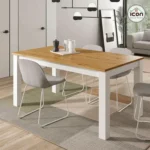 ترابيزة سفرة "نورديك" مودرن – خشب موسكي طبيعي (بيج في أبيض)