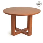 ترابيزة سفرة دائرية "مودرن كلاسيك" – خشب زان وقشرة أرو (بني دافئ)