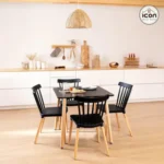 ترابيزة طعام "سكاندا" مربعة - خشب MDF أسباني وأرجل زان طبيعي