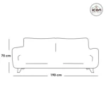 ⁦كنبة بمقعدين مودرن خشب طبيعي وقماش كتان أزرق - تصميم تركي عصري⁩ - الصورة ⁦2⁩