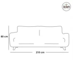 ⁦كنبة 3 مقاعد مودرن خشب طبيعي وقماش كتان أوف وايت - أناقة عصرية لبيتك⁩ - الصورة ⁦2⁩