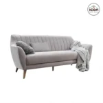 ⁦كنبة 3 مقاعد مودرن خشب زان أحمر وقماش قطيفة هامر رمادي - بضمان سنتين⁩ - الصورة ⁦2⁩