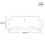 ⁦كنبة 3 مقاعد مودرن خشب زان وقماش قطيفة رمادي - تصميم عصري مريح 210 سم⁩ - الصورة ⁦5⁩