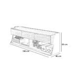 ⁦ترابيزة تلفزيون مودرن 150 سم خشب بني بأدراج | أم دي إف⁩ - الصورة ⁦2⁩