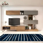 مكتبة تلفزيون مودرن 220 سم خشب × رمادي مع وحدات حائط | أم دي إف