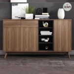 ⁦بوفيه مودرنخشبي + أسود 160 سم - خشب MDF عالي الجودة⁩ - الصورة ⁦3⁩