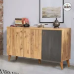 بوفيه مودرن خشب (130 سم) لون خشبي في رمادي – وحدة تخزين عصرية للأثاث المنزلي