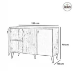 ⁦بوفيه مودرن خشب (130 سم) لون خشبي في رمادي – وحدة تخزين عصرية للأثاث المنزلي⁩ - الصورة ⁦5⁩