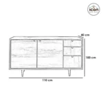 ⁦بوفيه مودرن خشبي 110 سم - وحدة تخزين بضلفتين و3 أدراج متدرجة - أثاث مصر⁩ - الصورة ⁦4⁩