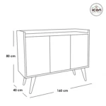 ⁦بوفيه مودرن خشب MDF بضلف زجاج شفاف وأرجل معدنية - لون بيج في أسود | 160 سم⁩ - الصورة ⁦3⁩