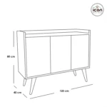 ⁦بوفيه مودرن خشب MDF مقاس 120 سم - لون بيج في أبيض بضلفتين و3 أرفف مفتوحة⁩ - الصورة ⁦3⁩