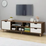 ترابيزة تليفزيون مودرن خشب MDF مقاس 160×30 سم - وحدة تنظيم شاشة مزودة بدرف