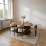 سفرة "رويال" الخشب الزان 7 قطع – لمسة كلاسيكية مودرن (بني × بيج)