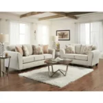 طقم أنتريه مودرن قطعتين (كنبة 3 مقعد + كنبة 2 مقعد) - خشب زان أحمر وتصنيع حسب الطلب