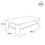 ⁦ترابيزة وسط مودرن 100 سم أبيض × خشب برف سفلي | أم دي إف⁩ - الصورة ⁦2⁩