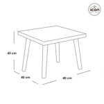 ⁦ترابيزة جانبية مودرن 40×40 سم أبيض × خشب طبيعي | أم دي إف⁩ - الصورة ⁦2⁩