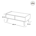 ⁦ترابيزة وسط مودرن 100 سم خشب × أوف وايت | أم دي إف⁩ - الصورة ⁦2⁩