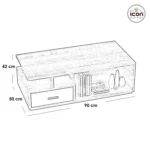 ⁦ترابيزة وسط مودرن 90 سم خشب بني بدرج تخزين | أم دي إف⁩ - الصورة ⁦2⁩