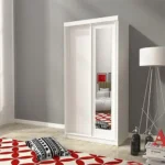 ⁦دولاب جرار مودرن 2 ضلفة أبيض بمرايا ام دي اف - 180×100×50 سم⁩ - الصورة ⁦5⁩