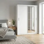 دولاب جرار مودرن 2 ضلفة أبيض كونتر ملامين -160x200x50 سم