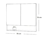 ⁦منظم حمام بمرايا ميلامين كونتر  70×70×12 سم⁩ - الصورة ⁦2⁩
