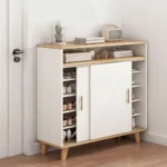 جزامه ام دى اف 4 أرفف أبيض و بيج - 105×100×40 سم