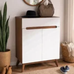 جزامة ميلامين 3 أرفف أبيض و بني - 120×80×35 سم