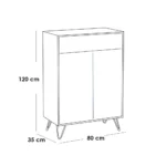⁦جزامة ميلامين 3 أرفف أبيض و بني - 120×80×35 سم⁩ - الصورة ⁦2⁩