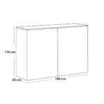 ⁦جزامة ام دي اف ضلفتين و 5 أرفف بني و أبيض - 100 × 110 × 35 سم⁩ - الصورة ⁦2⁩