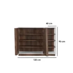 ⁦جزامة ام دي اف اربع ارفف و ضلفه أبيض و بني - 40×90×120 سم⁩ - الصورة ⁦2⁩