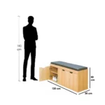 ⁦جزامة خشب كونتر رفين أسود و بيج - 35×50×120 سم⁩ - الصورة ⁦2⁩