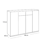 ⁦جزامة خشب ام دي اف 3 ارفف أبيض - 40×110×140 سم⁩ - الصورة ⁦2⁩