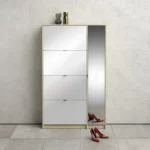 جزامة ام دي اف 4 ادراج بيج و أبيض - 160×40×100 سم