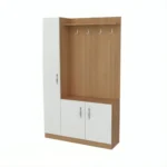 جزامة خشب ام دي اف رف و4 علاقات أبيض و بيج - 180×110×32 سم