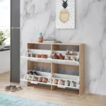 جزامه ام دى اف 4 أدراج ابيض و بيج - 100×100×40 سم