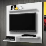 وحدة تلفزيون حائط مربعة | ام دي اف| أبيض | 120×120×25 سم