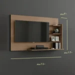 ⁦وحدة تلفزيون حائط أرفف أفقي و رأسي | ام دي اف| بني | 140×120×30 سم⁩ - الصورة ⁦2⁩