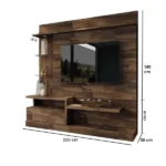 ⁦وحدة تلفزيون حائط رف واحد | ام دي اف | 220×180×35 سم⁩ - الصورة ⁦2⁩